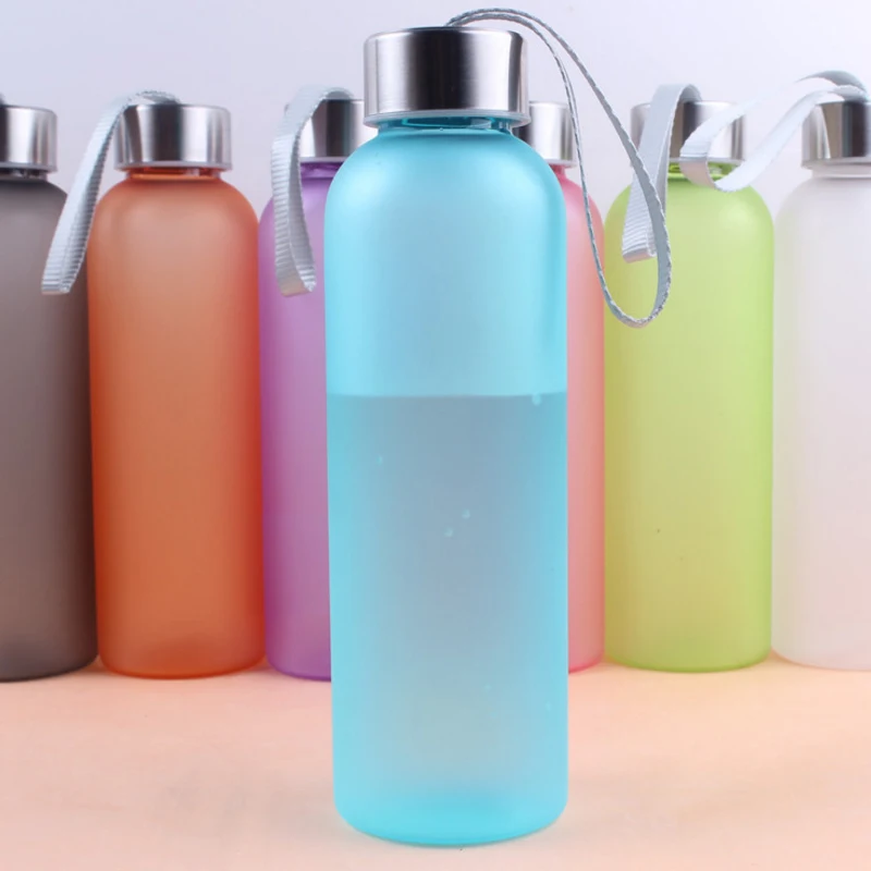 

Water Bottles English Letter Bottles Small Fresh Student Bottles Candy Color Leak Proof With Strap Drinking Bottle