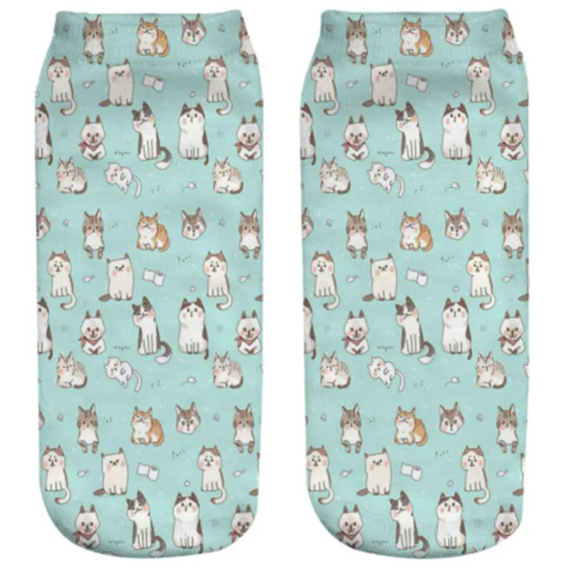 

New Single-sided Printing Socks Cute Kitten Puppy Cartoon Children's Socks Casual 3D Printing Socks Boys Girls Socks