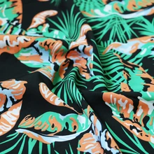 Крутая Гавайская ткань зеленый лист шифон материал непрозрачный