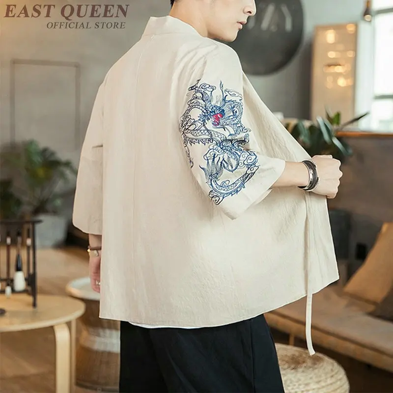 Кимоно Yukata Haori с японским драконом, кардиган, мужской костюм самурая, азиатская одежда, кимоно, куртка, Мужская рубашка Yukata Haori FF2174