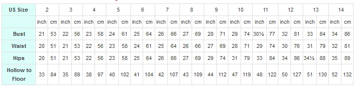 Flower Girl Dresses Size Chart 2