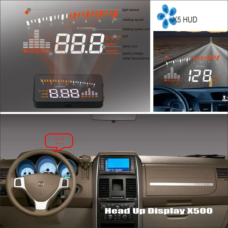 

Car Information Projector Screen For Dodge Dakota Grand Caravan Journey - Saft Driving Refkecting Windshield HUD Head Up Display