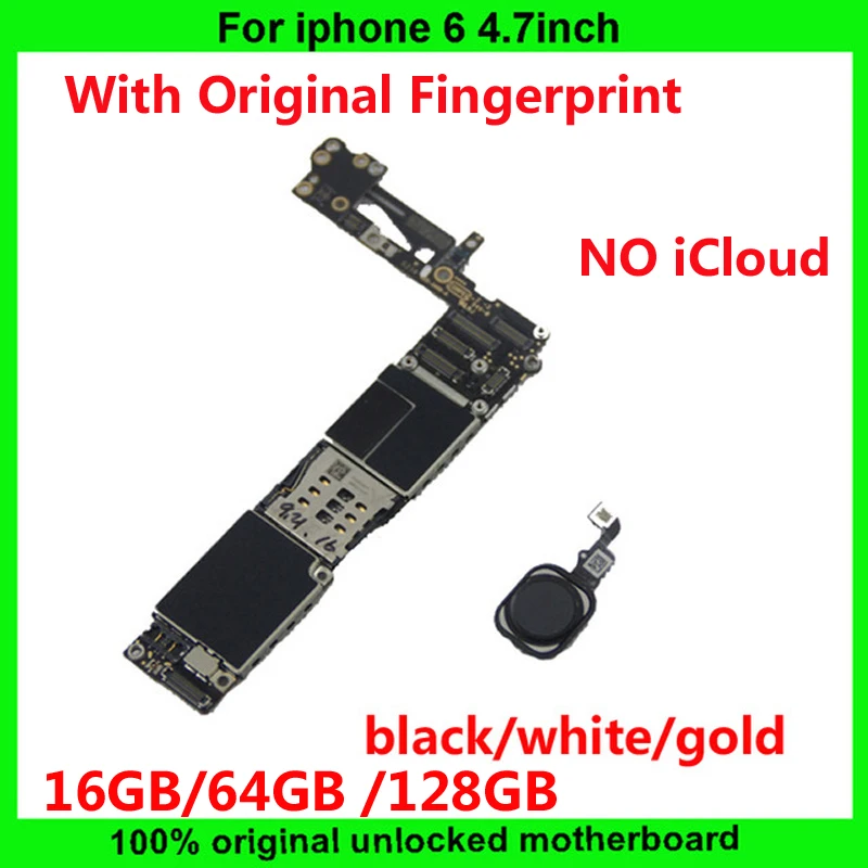 

Unlocked Mainboard For Iphone 6 16GB 64GB 128GB Clean iCloud motherboard with / without Touch ID Original IOS system Logic board