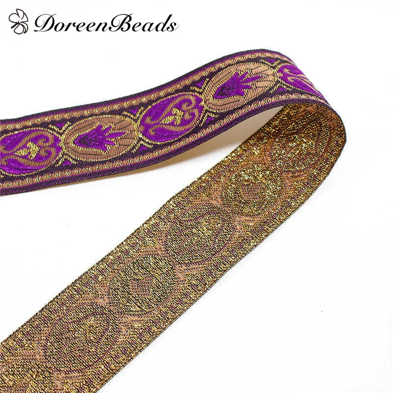 DoreenBeads новая украшен бантиком из ленты отделка фиолетовый резной узор Винтаж