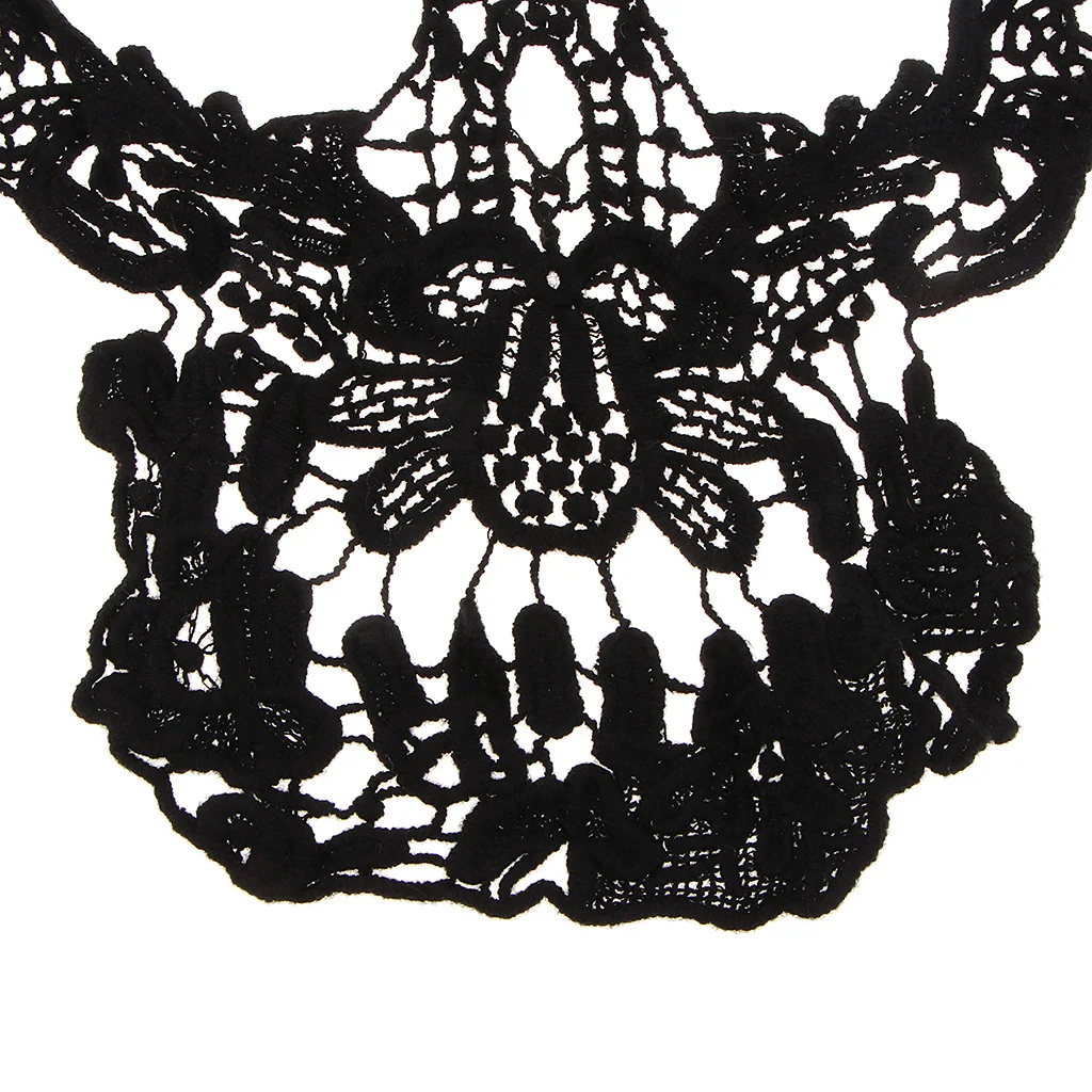 Skull Embroidered Appliques Lace Fabric Ribbon Trim Patch Gothic Embroidery Neckline Collar DIY Apparel Sewing Lace Black