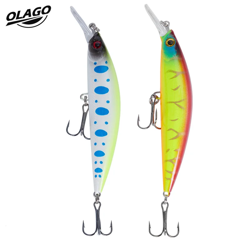 

Olago Noctilucent Artificial Fishing Lure Minnow Crank 10.5cm 25g With Tungsten Weight System Fresh Water Hook Diving
