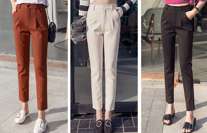 Женские брюки длиной до щиколотки для офисных леди, рабочая одежда, S-XL, женские прямые брюки, эластичные свободные штаны с высокой талией, цвета хаки, черный