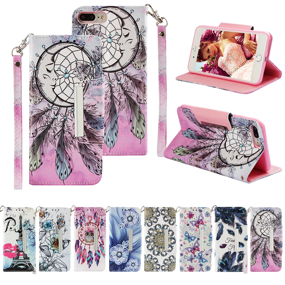 

Flip Cases For samsung S10 S10lite S10plus A7 J4 plus J6plus Wallet Stand Luxury cute Tower lovely Painted PU Leather Phone Case