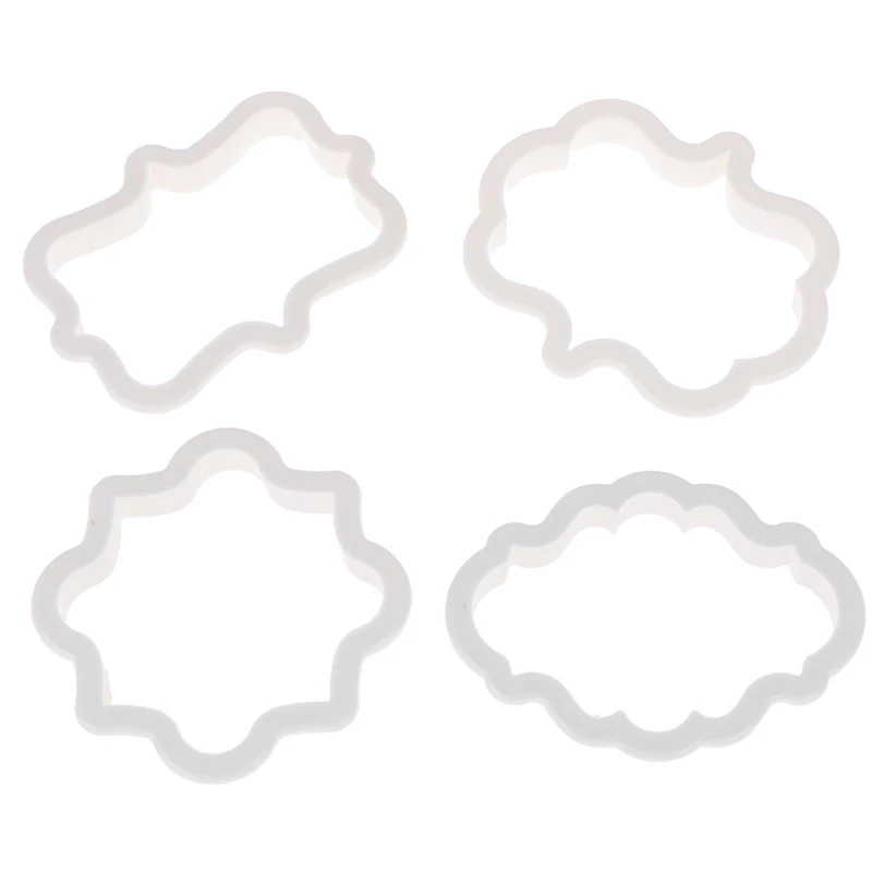 

4pcs/set Vintage Fondant Cutter Plaque Frame Cookie Cutter Set Plastic Biscuit Mold Cake Decorating Tools