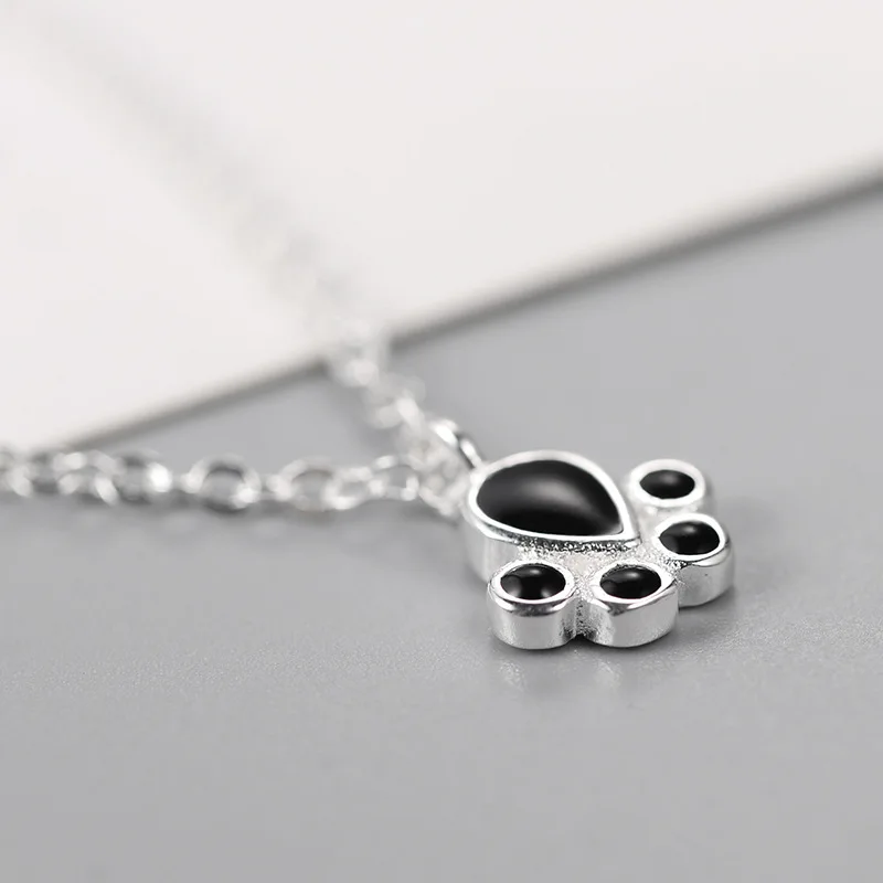 Daisies New Arrival Pure Silver Dog Cat Paw Pendant Necklace Animal Paw