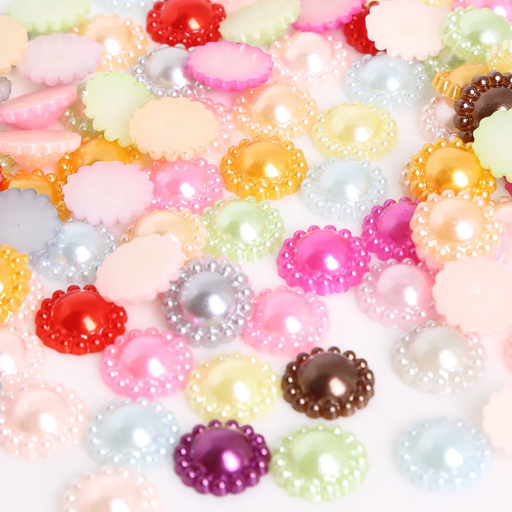 

50pcs 12mm Half Round Flatback Imitation Pearl Beads Loose Beads For DIY Craft Scrapbook Decoration