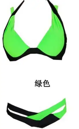 Black And White Split Sexy Biquini Bikini Push Up Large Women Swimwear Brazilian Bikini plus size Swimsuit bathing suits - Цвет: Зеленый