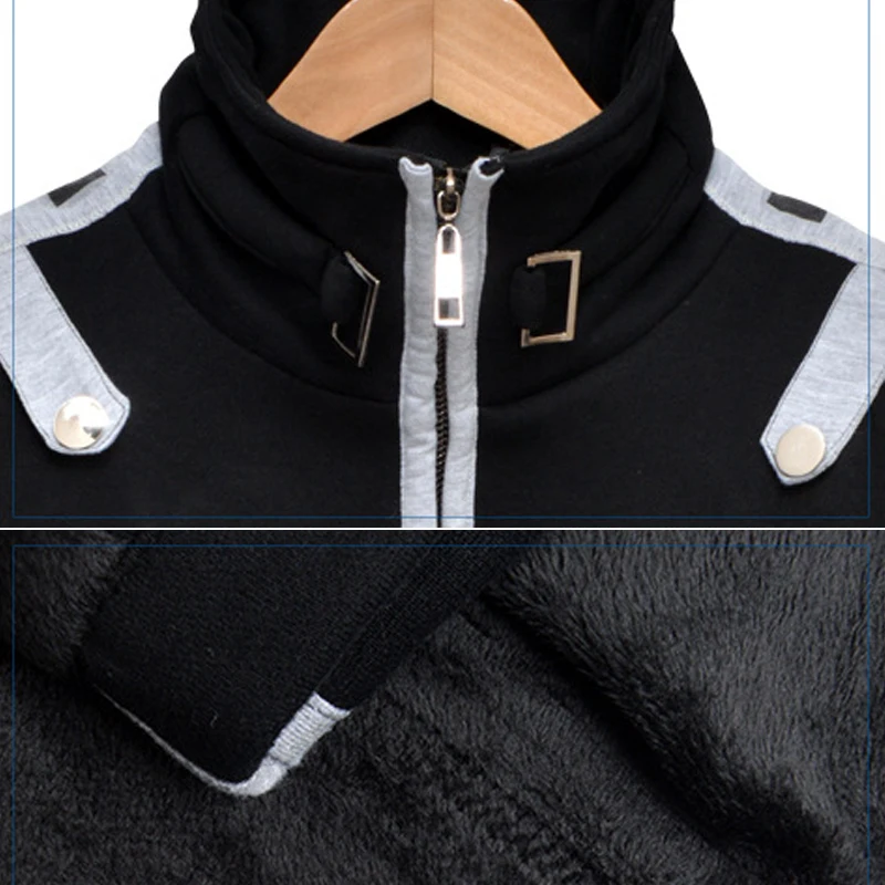 Coshome Anime Sword Art Online Kirito Hoodies Cosplay Costumes Men Black Jacket Thick Coat For Halloween Party (5)