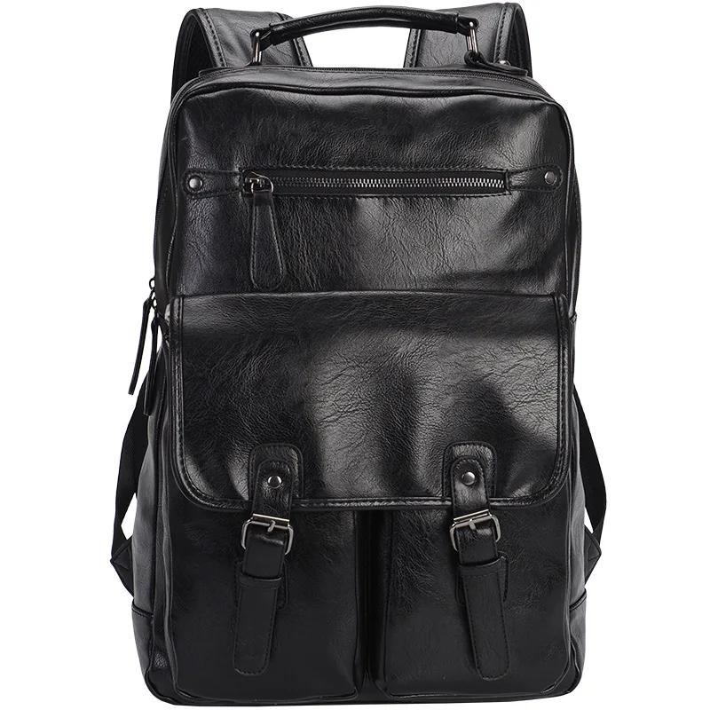 

Men's Backpack Pu Leather School Bag For Men Black Color A Bag Backpack Laptop Waterproof Backpack Men Mochila Masculina