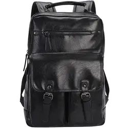 Мужской рюкзак из искусственной кожи школьная сумка для мужчин черный цвет рюкзак для ноутбука Водонепроницаемый рюкзак Mochila Masculina
