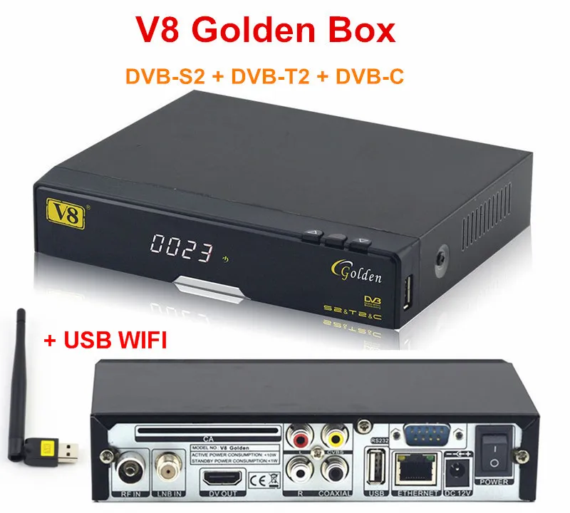 Genuine Full HD 1080P V8 Golden DVB S2 T2 C HD Satellite Receiver Support power Vu