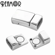

REAMOR Hole Size 6*3mm 316L Stainless Steel Magnetic Clasps Flat Leather Cord Bracelet Magnet Buckle for DIY Jewelry Making