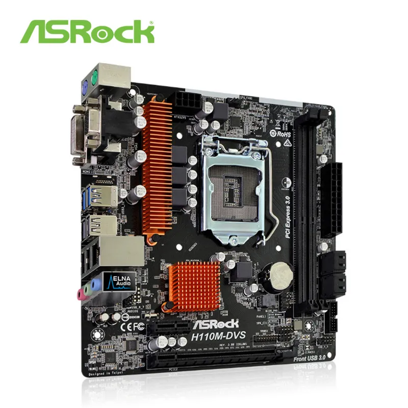 ASRock H110M-DVS R3.0 новая материнская плата 2133 МГц Intel H110 чипсет 4* SATA 6Bb/s PCI USB3.0/2,0 DVI-D/VGA 1151