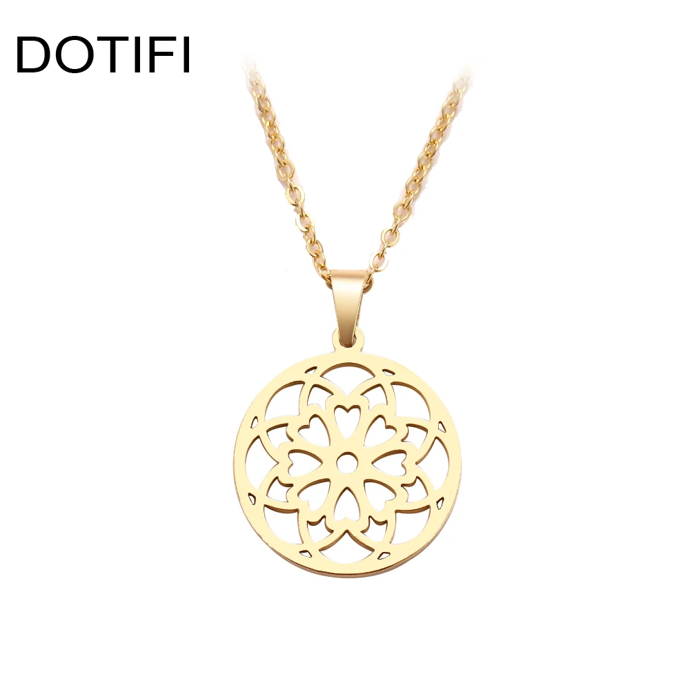 DOTIFI, ожерелье из нержавеющей стали для женщин и мужчин, красивое ожерелье с подвеской золотистого и серебристого цвета, украшение для помолвки