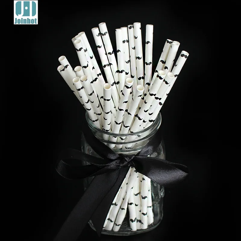 

JOINHOT-25PCS/lot Black Mustache Paper Straws Little Man Straws Mustache Party Straws Jar Straw Wedding Birthday suppliers