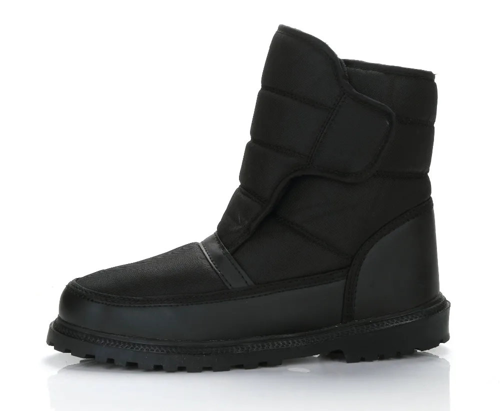 

men winter boots black colour short boot Anti-slip buckle warm fur insole