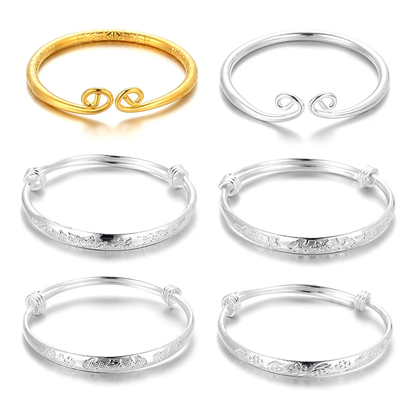 New Arrival A Variety Of Styles Exquisite Bangle Alloy Gold/silver Pattern Bangle For Women Girls Jewelry Gifts