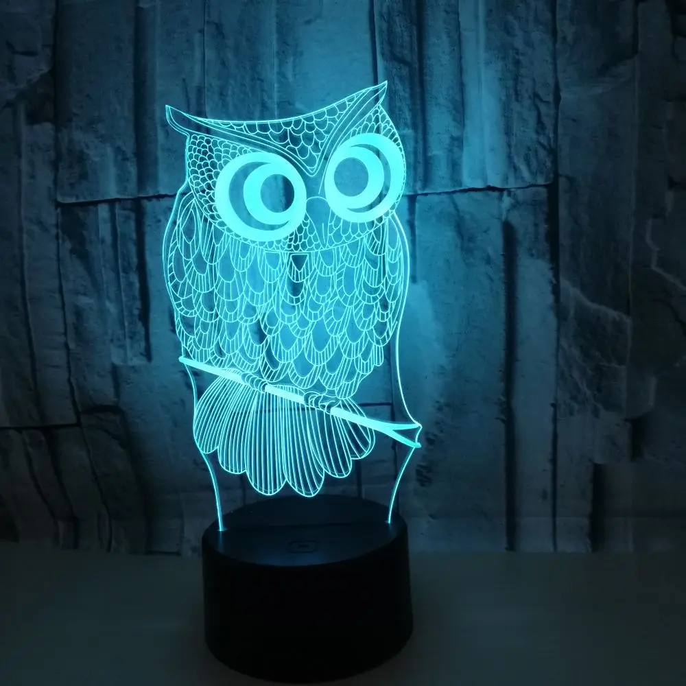 Owl 3d Nightlight Remote Control Colorful Table Moderne Desk Lamp