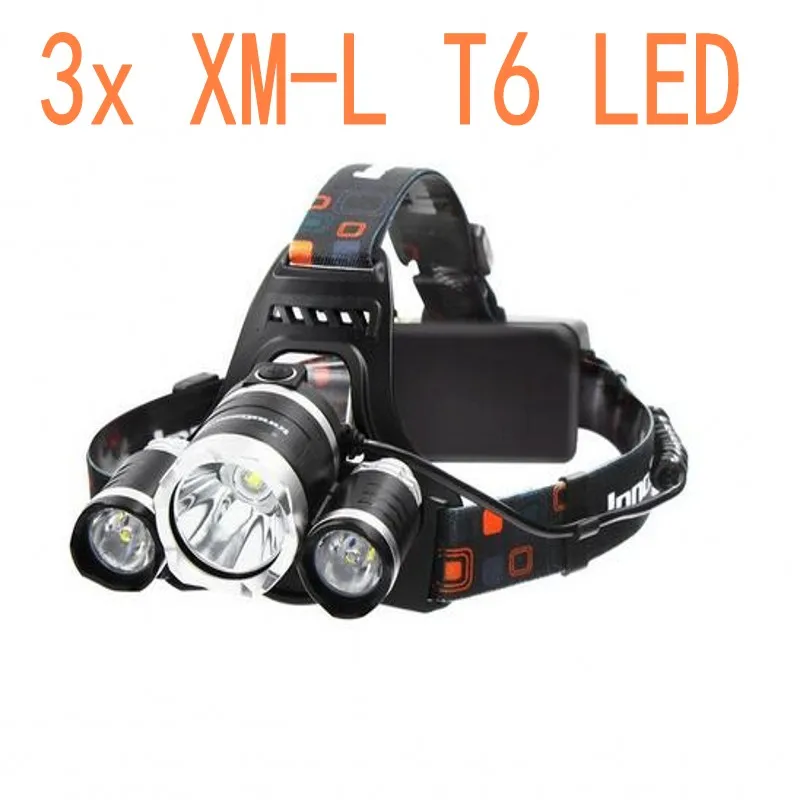 

New Headlight XM-L 3XT6 LED Head Light 4 Modes Headlamp Lantern Hunting Bicycle Head Flashlight+Car AC Charger+Battery+USB cable
