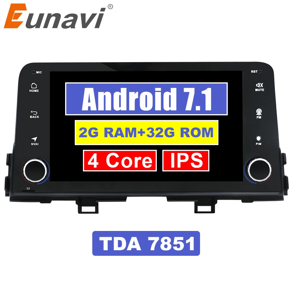 

Eunavi 1 Din 8'' Quad core Android 7.1 Car Radio GPS Navigation for Kia Picanto Morning 2017 Stereo 2G RAM WIFI Bluetooth USB