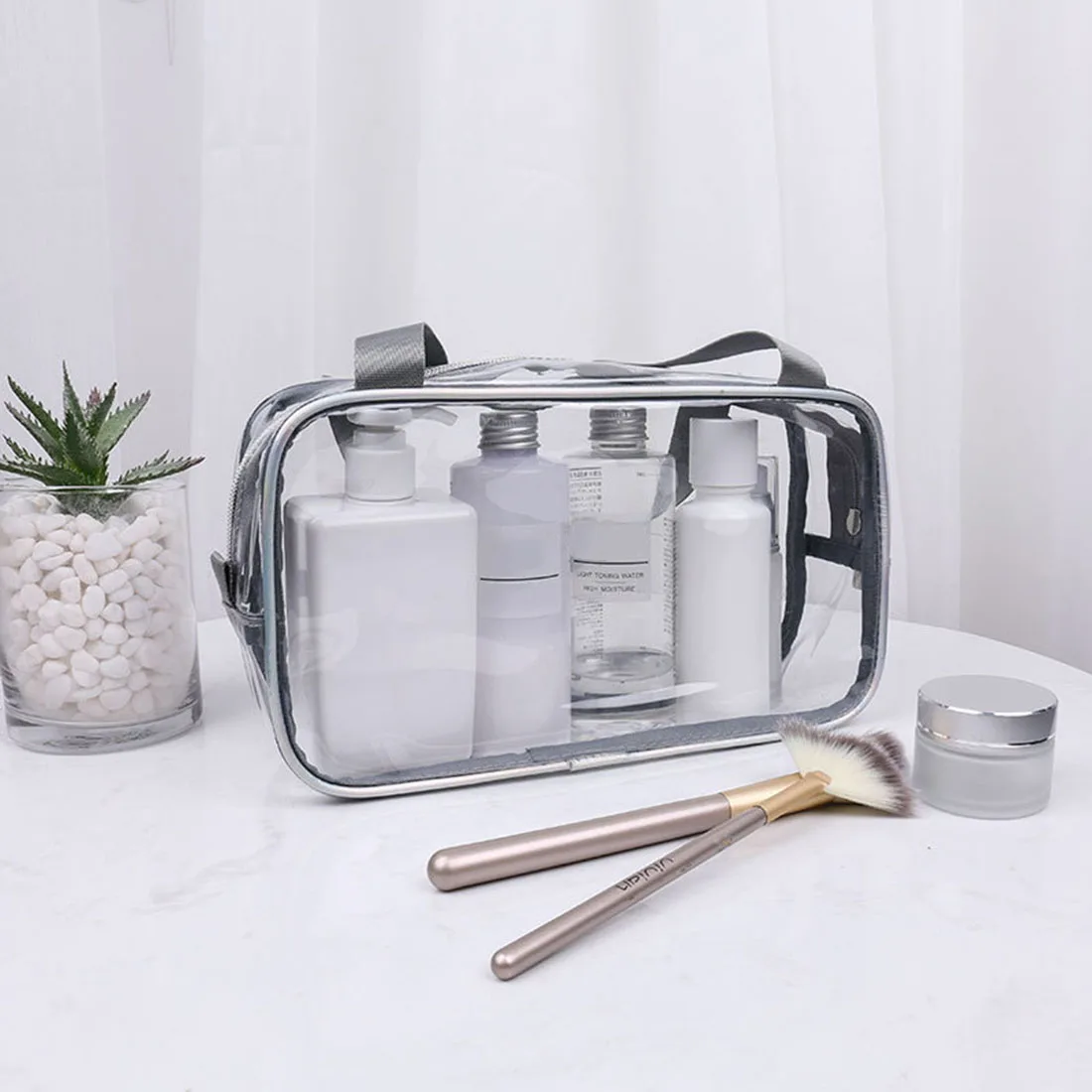 2019 الساخن أعلى المرأة التجميل حقيبة شفافة سفر أدوات الزينة غسل كيس التخزين للماء الفتيات حقائب مكياج المنظم يد