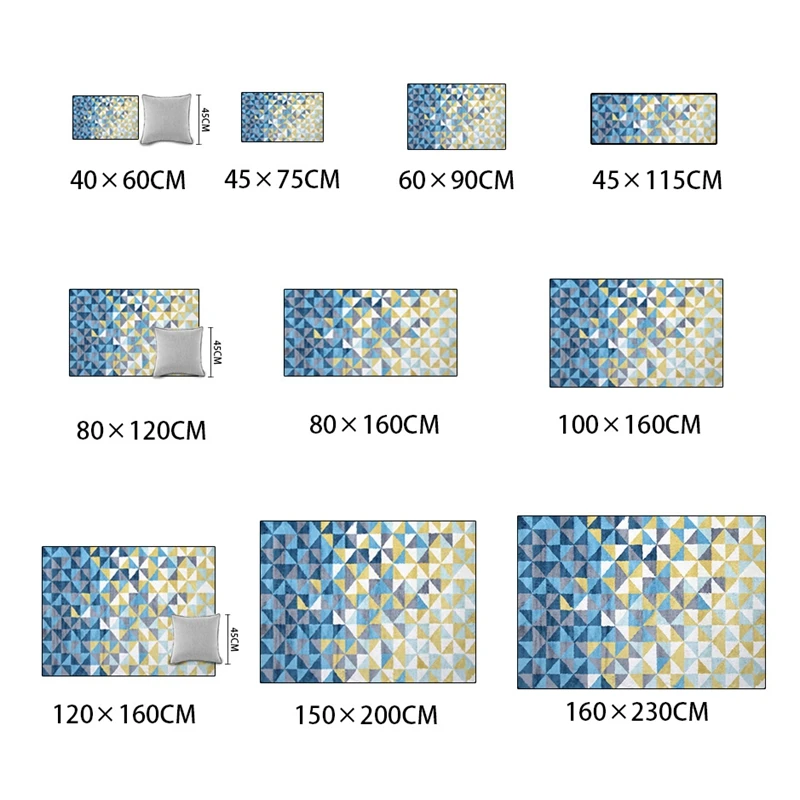 Nordic геометрический минималистский цвет желтый, синий; размеры 34–43 Площадь Ковры Гостиная Спальня современные большие нескользящие торшер прикроватная домашний дверной коврик