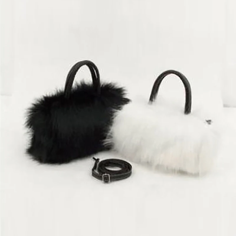 

SHUJIN Drop Shipping 2019 New Fashion Women CrossBody Bag Shoulder Bags Faux Fur Clutches Women Top-handle Purse Handbags