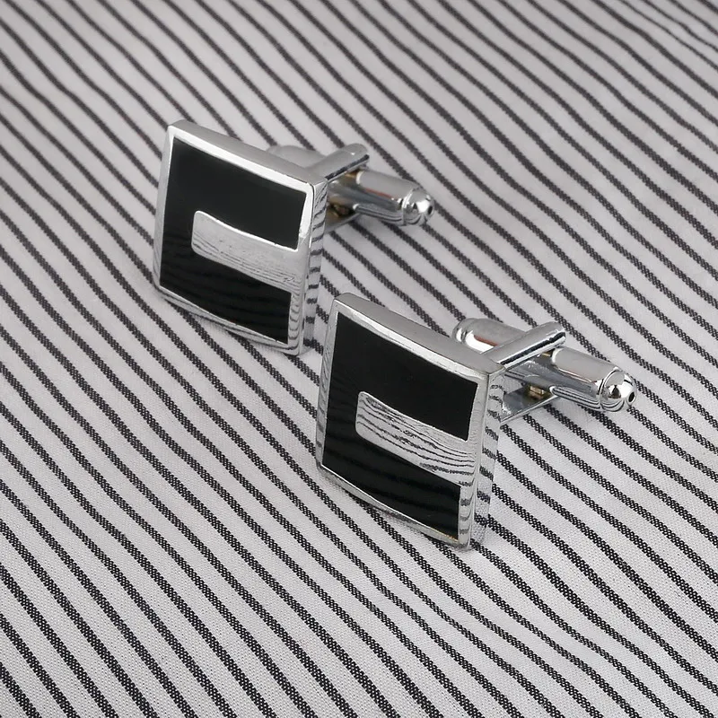 

High Quality French Style Business Men Cufflinks Square Shaped Cuff links Brass Stamping Gentalman Custom Enamel Cufflinks