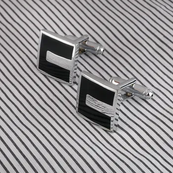 

High Quality French Style Business Men Cufflinks Square Shaped Cuff links Brass Stamping Gentalman Custom Enamel Cufflinks