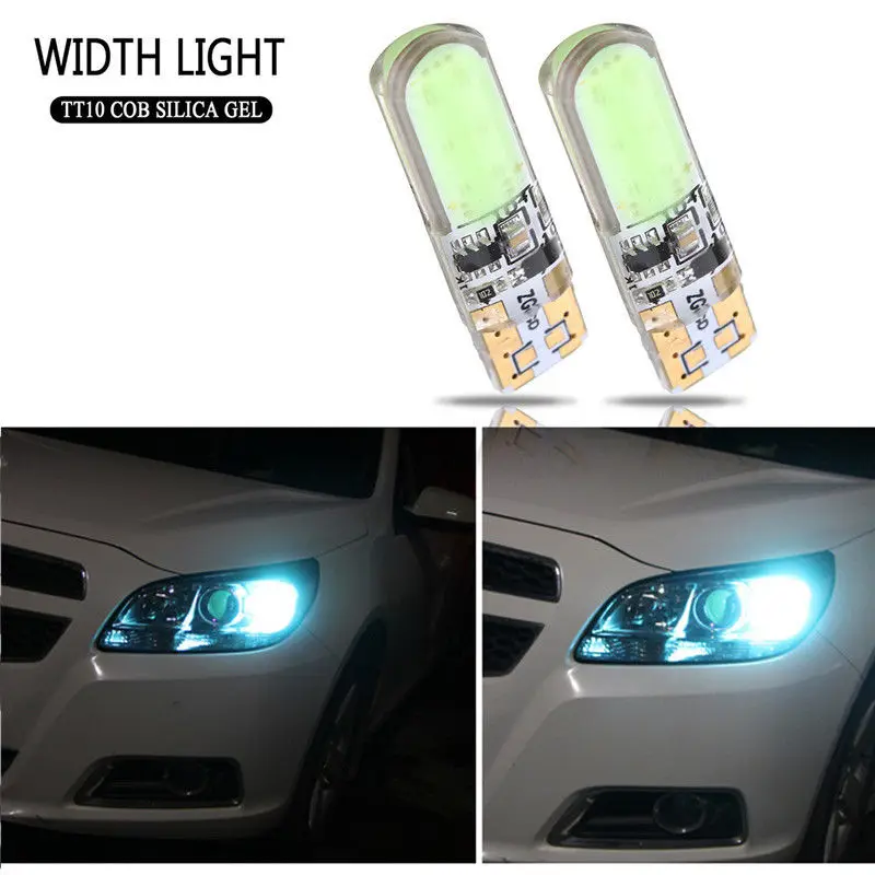 2pcs /set T10 W5W COB LED Car Silica Flash Strobe Width Light Bulb Ice Blue