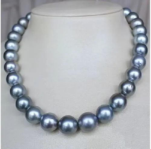 

Free Shipping >>>>> HUGE 17"11-12 MM NATURAL SOUTH SEA GENUINE SILVER GRAY GREY PEARL NECKLACE 14k