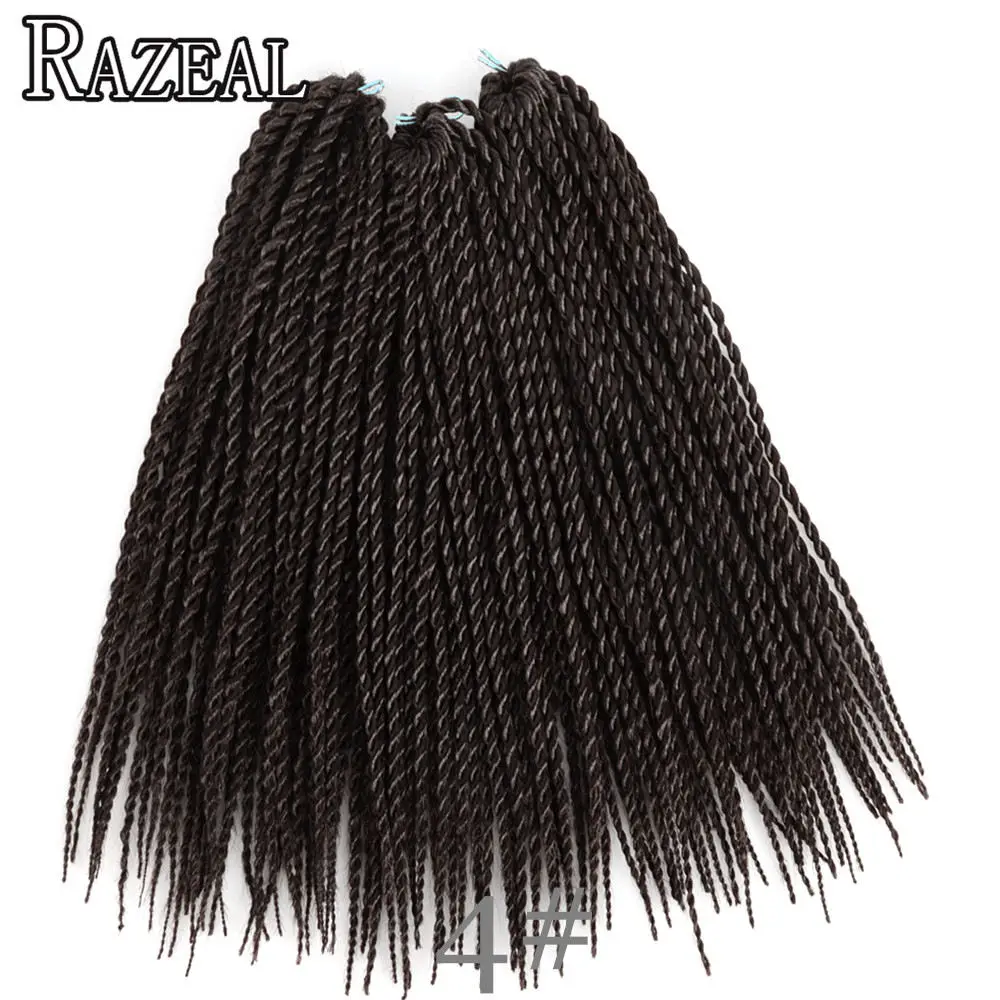 Razeal Micro вязанная косами 14 дюймов Сенегальский крутить Химическое наращивание волос для детей и подростков синтетических плетение волос высокое Температура - Цвет: #4