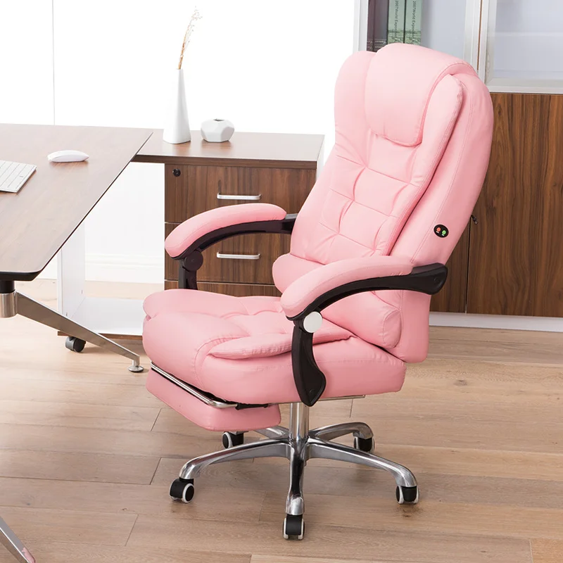  Genuine Leather Office Chair Household PU Massage Computer Chair Swivel Lift Gaming Chair Reclining