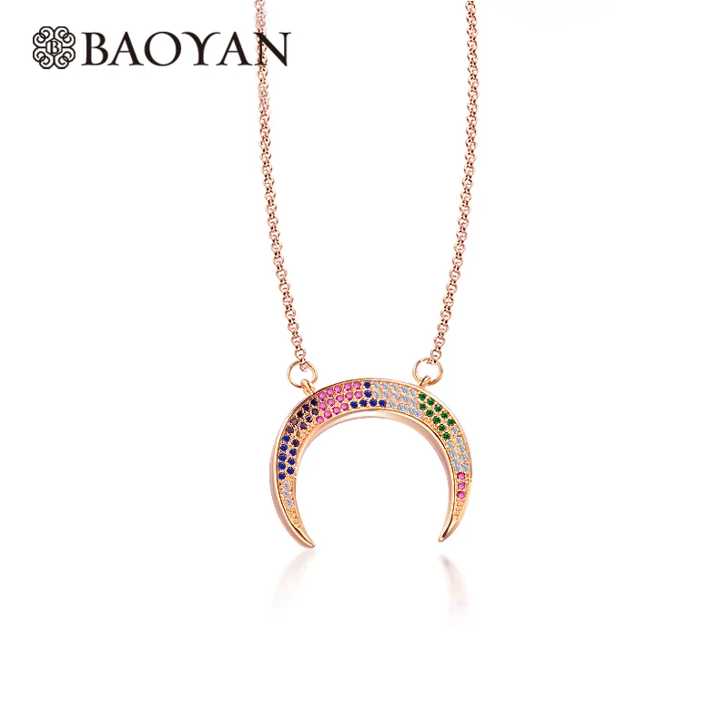 BAOYAN Boho хрустальные подвески в форме Луны ожерелье для женщин Женская Золотая