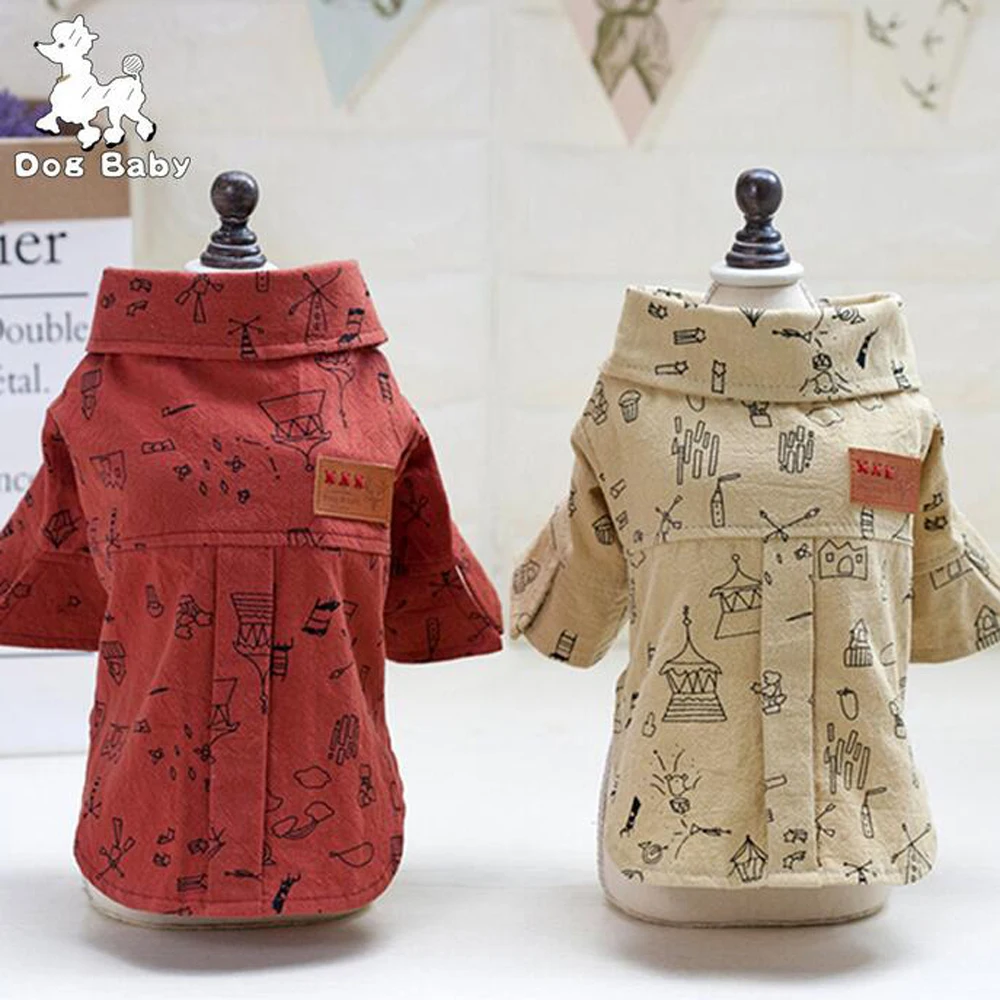 2018 Spring Summer Cotton Pet dog Shirt Clothes Lovely Anchors Printing Vest Shirts Clothing For