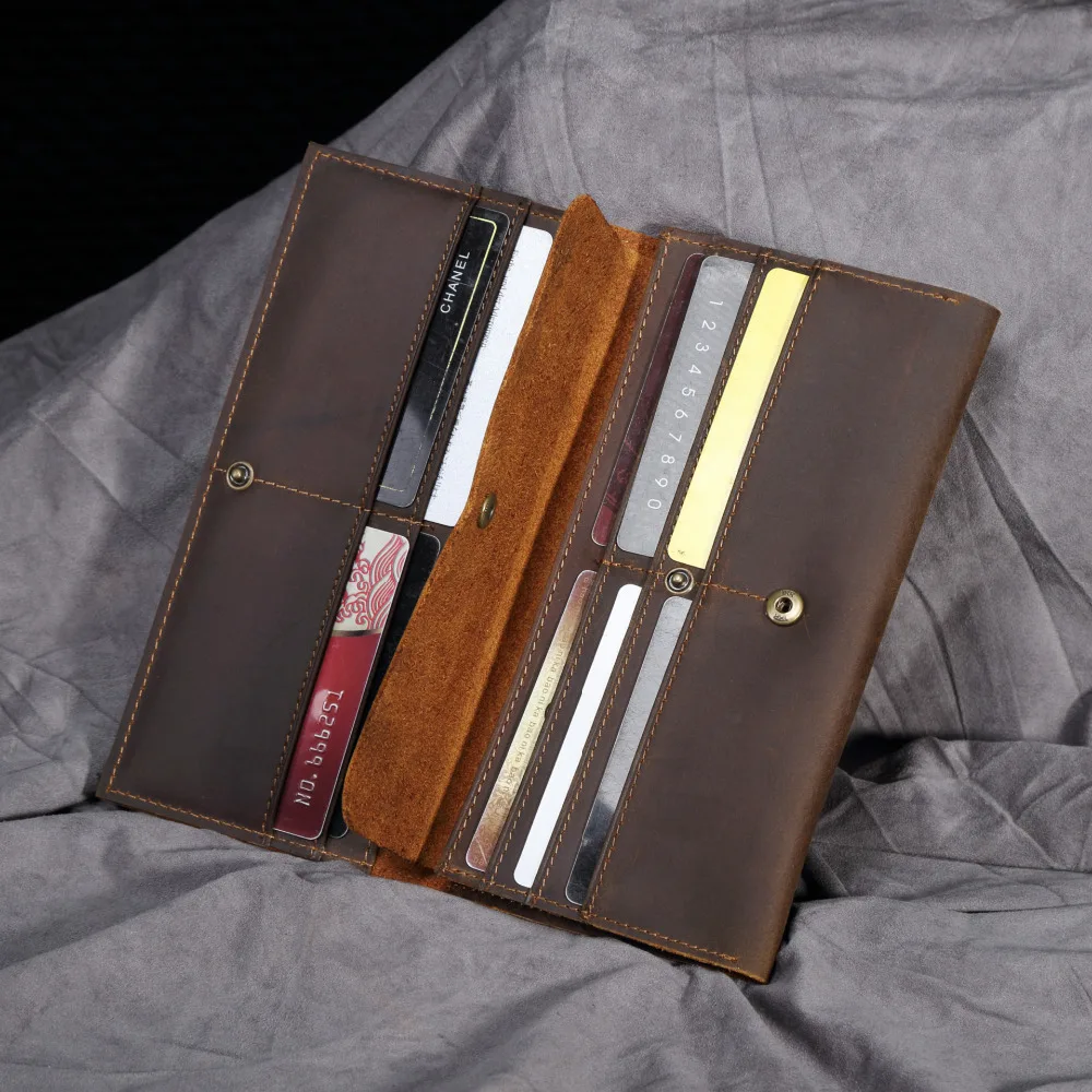 

Men's Long Wallets Genuine Leather High Quality Wallet Male Card Holder Hasp Purse Money Bags Cash pack Business For Man Gift