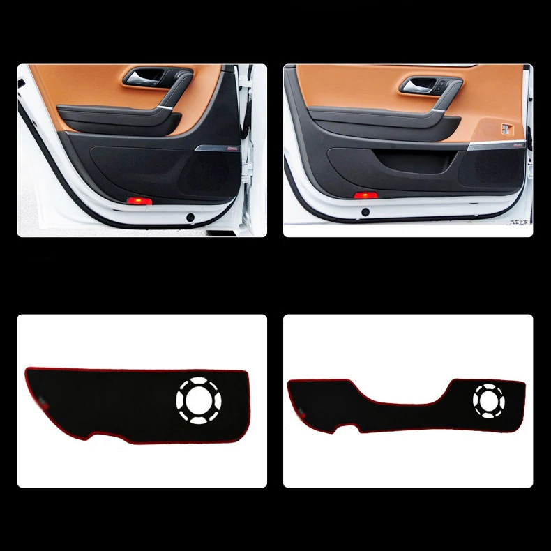 

4pcs Fabric Door Protection Mats Anti-kick Decorative Pads For VW CC