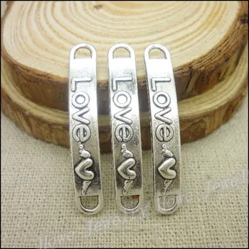 

75 pcs Charms Connectors love Pendant Tibetan silver Zinc Alloy Fit Bracelet Necklace DIY Metal Jewelry Findings