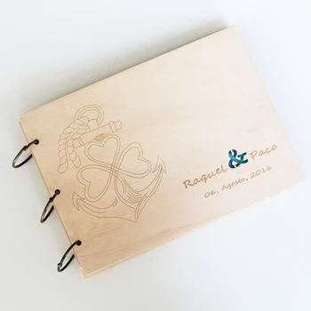 

Anchor wooden guest book, Personalised Wedding guestbook, Unique design, Laser engraved.