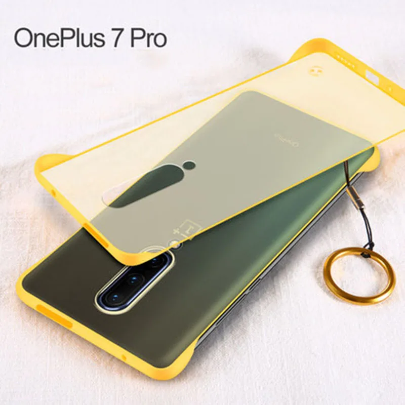 Безрамное кольцо роскошный чехол из ПУ для OnePlus 7 Pro защитный бампер с воздушной