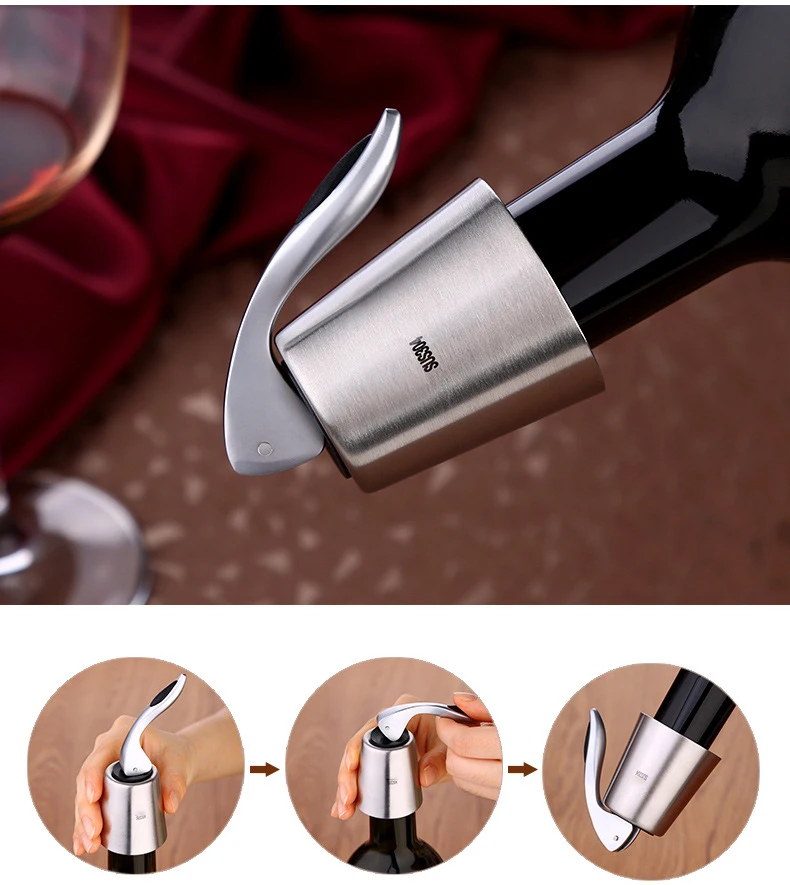 Stainless Steel Reusable Vacuum Red Wine Stopper Bar Wine Cork Bottle