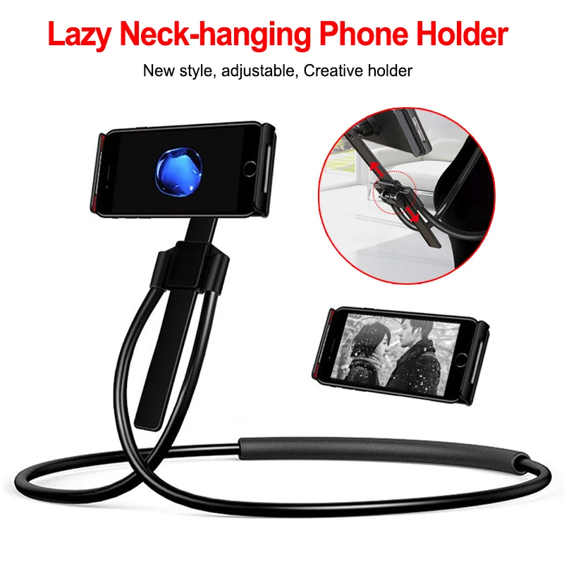 

Flexible Mobile Phone Holder Hanging Neck Lazy Necklace Bracket Bed 360 Degree Smartphone Holder Stand For iPhone Xiaomi Huawei