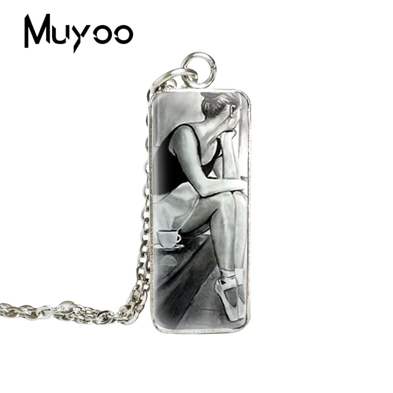 

2019 New Stunning Ballerina Square Necklace Love Ballet Pendant Class Silver Hand Craft Jewelry