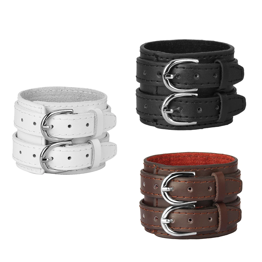 Wide Classic Design Brown Punk Rock Biker Double Tour PU Leather Wide Cuff Bracelet Men Bangle Bracelets Accessory 