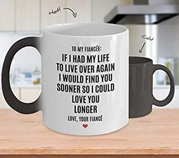 

Fiancee Color Changing Mug - My Life - Funny Magical Appearing Morphing Heat Sensitive Magic Coffee Cup For Future Wife